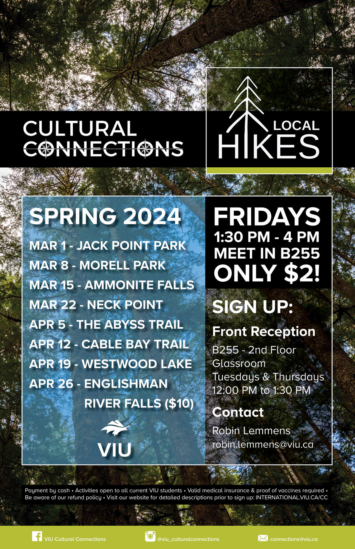 Local Hikes Spring Schedule