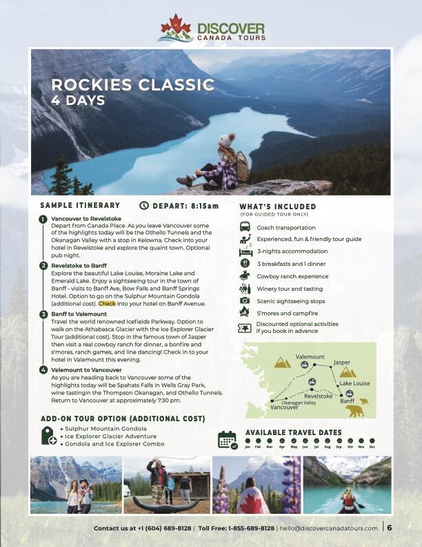 Discover Canada Tours - Rockies Summer Classic Tour 2