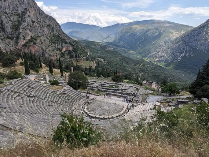 Delphi theater and Apollo temple, Greece