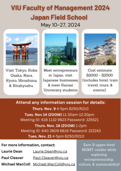 VIu Faculty of Management 2024 Japan Field School Promotional Flyer
